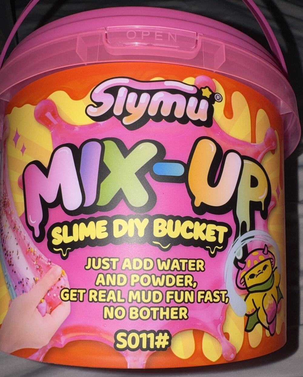 Slymu Mix-Up Slime DIY Bucket Kit S011 9 Piece Set Glow Confetti Foam Beads NEW